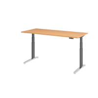 Sitz-Steh-Schreibtisch el.180x80cm Buche/Gra