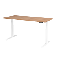 Sitz-Steh-Schreibtisch el.180x80cm Nuss/Weiß