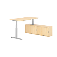 Sitz-Steh Kombi 160x80cm, Ahorn/Silber