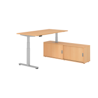 Sitz-Steh Kombi 160x80cm, Buche/Silber