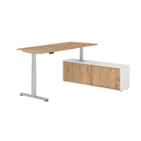 Sitz-Steh Kombi 180x80cm, Asteiche/Silber