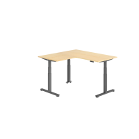 Sitz-Steh-Winkeltisch 160x160cm Ahorn/Graphit