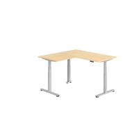 Sitz-Steh-Winkeltisch 160x160cm Ahorn/Silber