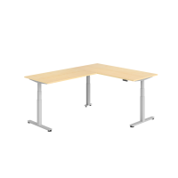 Sitz-Steh-Winkeltisch 180x240cm Ahorn/Silber