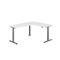 Sitz-Steh-Winkeltisch 180x240cm Weiß/Gr