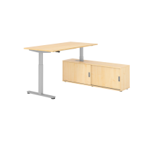 Sitz-Steh Kombi 160x80cm, Ahorn/Silber