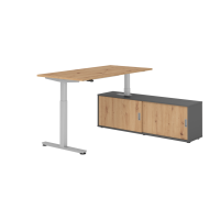 Sitz-Steh Kombi 160x80cm, Asteiche/Silber