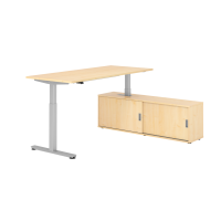 Sitz-Steh Kombi 180x80cm, Ahorn/Silber