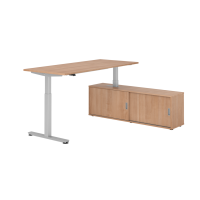 Sitz-Steh Kombi 180x80cm, Nussbaum/Silber