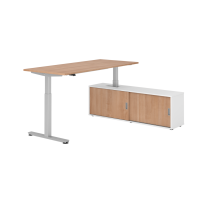 Sitz-Steh Kombi 180x80cm, Nussbaum/Silber