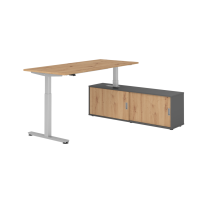 Sitz-Steh Kombi 180x80cm, Asteiche/Silber