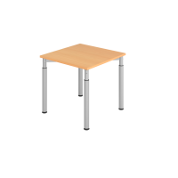 Schreibtisch 4Fuß-rd.80x80cm Buche/Silber