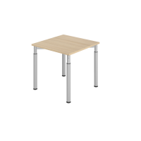 Schreibtisch 4Fuß-rd.80x80cm Eiche/Silber