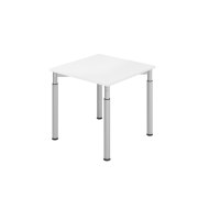 Schreibtisch 4Fu&szlig;-rd.80x80cm Wei&szlig;/Silber