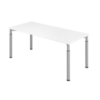 Schreibtisch 4Fuß-rd.180x80cm Weiß/Silber