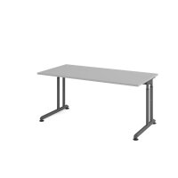 Schreibtisch C-Fuß 160x80cm Grau/G gallery