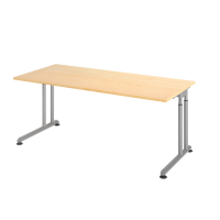 Schreibtisch C-Fuß 180x80cm Ahorn/Silber