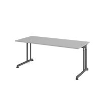 Schreibtisch C-Fuß 180x80cm Grau/G gallery