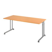 Schreibtisch C-Fuß 180x80cm Buche/Silber