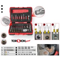 1/4" + 10 mm Torx- und Innensechskant-Schrauben-Ausdreher-Satz, 34-tlg