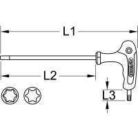 T-Griff-Winkelstiftschlüssel Torx Kugelkopf,T20