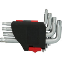 Torx-Winkelstiftschlüssel-Satz mit Bohrung, kurz, 9-tlgTB10-TB50