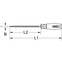 Vierkant-Feile, Form D, 150mm, Hieb1