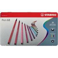 STABILO Pen 68 Filzstifte farbsortiert, 30 St.
