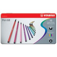 STABILO Pen 68 Filzstifte farbsortiert, 10 St.