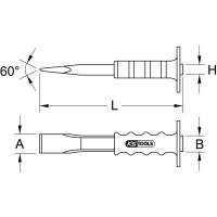 Maurermeißel mit Handschutzgriff,flach oval,33x1000mm