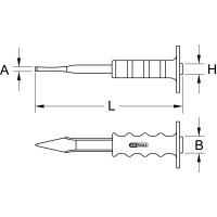 Kreuzmeißel mit Handschutzgriff, flach oval, 250mm