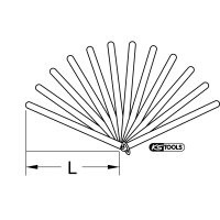Kolbenspiellehre, 13 Blatt, 0,05-1mm, 150mm lang