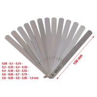Kolbenspiellehre, 20 Blatt, 0,05-1mm