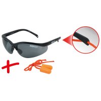 Schutzbrille-schwarz, mit Ohrstöpsel