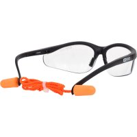 Schutzbrille-transparent, mit Ohrstöpsel