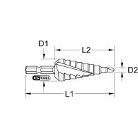 1/4" HSS Stufenbohrer-Bit,Ø 4-12mm, 9 Stufen