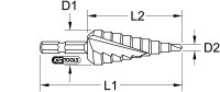 1/4" HSS Stufenbohrer-Bit,Ø 4-20mm, 9 Stufen