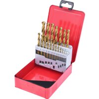 HSS TiN Spiralbohrer-Satz, Stahlblechkassette 19-tlg 1-10mm