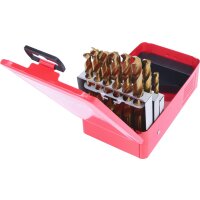 HSS TiN Spiralbohrer-Satz, Stahlblechkassette 25-tlg 1-13mm