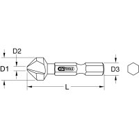 1/4" HSS Kegel- und Entgratsenker-Bit 90°, 6,3mm