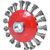 Rostfreie Kegelform-Stahldrahtrundbürste, 0,5mm, Ø 115mm
