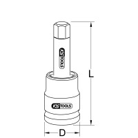 3/4" Kraft-Bit-Stecknuss Innensechskant lang, 22mm