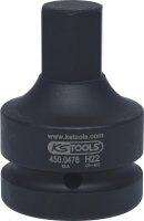 1" Kraft-Bit-Stecknuss Innensechskant, kurz, 22 mm