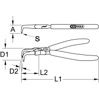 Sicherungszange für Innensicherungsringe, abgewinkelt, 130mm