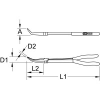 Flachrundzange 45° gebogen, XL, 270mm