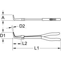 Flachrundzange 90° gebogen, XL, 270mm