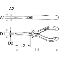 ESD Spitzzange, gerade, ohne Hieb, 130mm