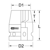 1/2" Sechskant-Kraft-Stecknuss, extra kurz, 14,0 mm