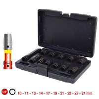 1/2" Sechskant-Kraft-Stecknuss-Satz, kurz, 12-tlg