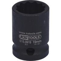 1/2" 12-kant-Kraft-Stecknuss, kurz, 19mm